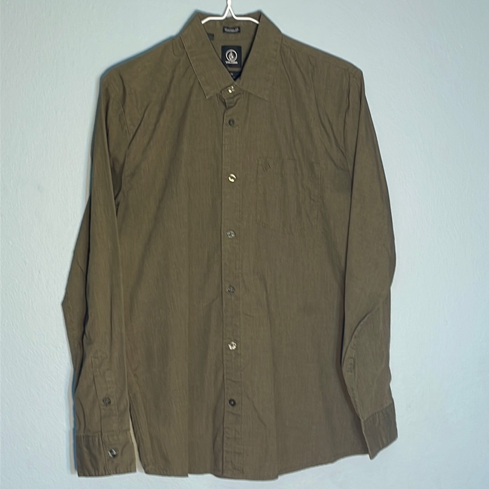 Volcom green button down dress shirt